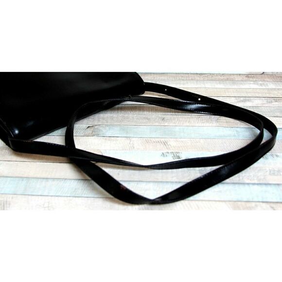 CRISTIAN Italy BLACK SMOOTH GENUINE LEATHER FLAP SHOULDER BAG CROSSBODY CLUTCH - Picture 5 of 12